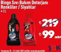 BİNGO SIVI BAKIM DETERJANI 2 L fiyat ve kampanya bilgisi
